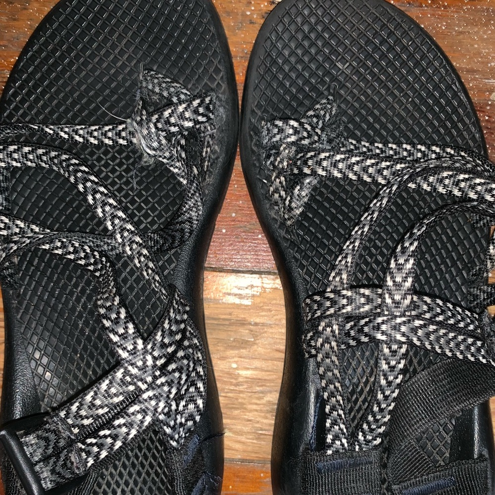 Black and white chacos